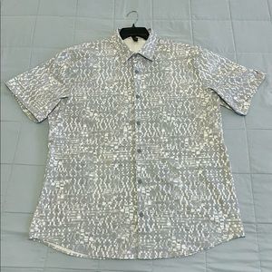 Lululemon Men’s XXL Button Down T-Shirt - Gray w/ White Pattern